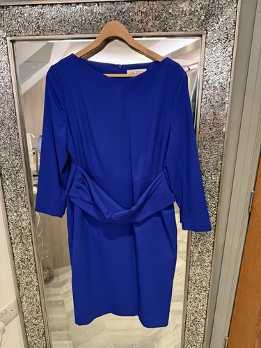 The fold royal blue wool - blue, dress