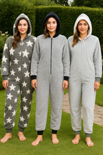 SALE Womens ladies Dressing Gown 1Onesie Jumpsuit hooded Pyjamas Nightwear XMAS