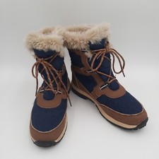 Bearpaw Winter Boots Womens Size 10 Marina Snow Waterproof Faux Fur Navy & Brown