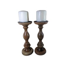 Wooden Pillar Candle Holders