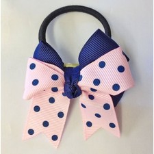 Pink blue spotty bow - x,