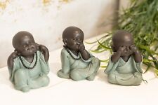 Set of 3 Buddha Figurines Ornaments Statues See Speak Hear No Evil Gift Cute