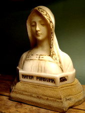 AN EXQUISITE ANTIQUE ITALIAN ALABASTER BUST / SCULPTURE MATER PURISSIMA~ FAGIOLI