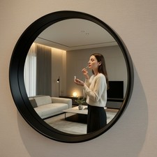 Large Round Black Mirror