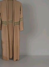 Coffee Colour Smart Open Abaya Dress Intricate Lace Hemming