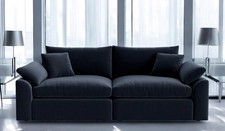 LOAF Cuddlemuffin Modular Sofa in Liquorice Blue Velvet (1866)