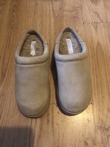Suede fleece lined mule - fleece,