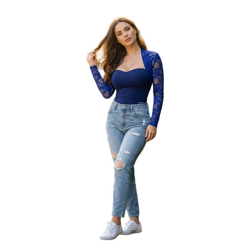 Women lace cropped bolero - lace,