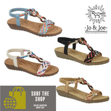 Ladies Beaded T-bar Low Wedge
