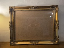 Vtg A3 Ornate Swept Rococo Style Gold Gilt Photo Picture Frame Baroque Glazed