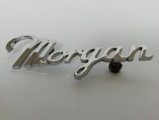 MORGAN CAR SCRIPT BADGE,J.FRAY ORIGINAL UNUSED WITH FIXING NUTS.