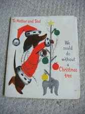 Vintage Hallmark Cards "Mother & Dad" Christmas Card opens to Poster