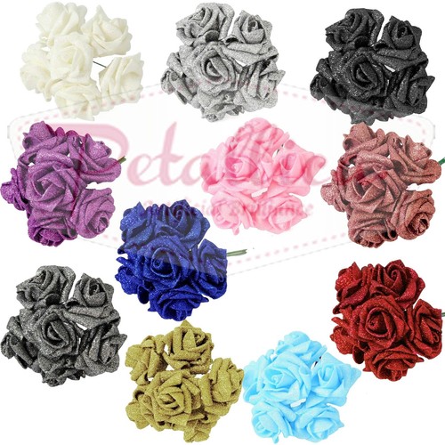 Full glittered foam roses - foam,