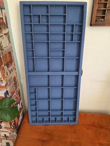 Vintage painted blue wooden - blue,
