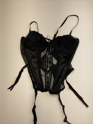 Vtg black satin lingerie set - vtg,