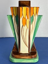 SCARCE VINTAGE ART DECO MYOTT "PENCIL TREES" 9112 PYRAMID VASE