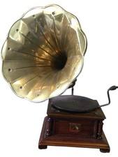 Vintage His Master's Voice HMV Gramophone Brass Horn Crank Handle Collectable