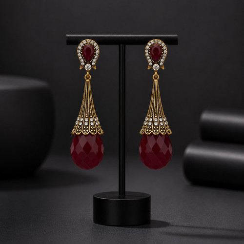 Antique bronze earrings with - antique,