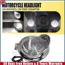 Round Front Light Headlamp LED Chrome Bullet Motorcycle Headlight Lamp Universal