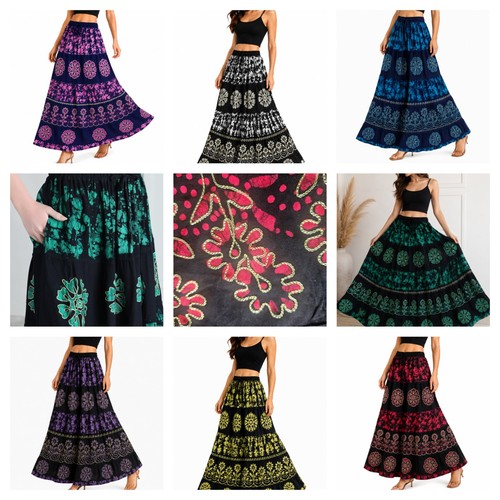 Boho batik maxi skirt - batik,