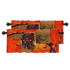 African Ethnic Retro Kitchen Valances Half Window Curtain, Africa African Mot...