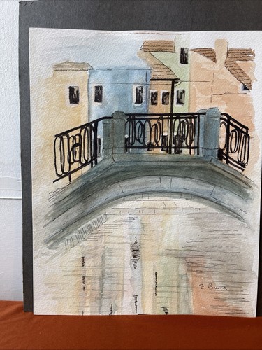 Venice canal watercolour ink - &,