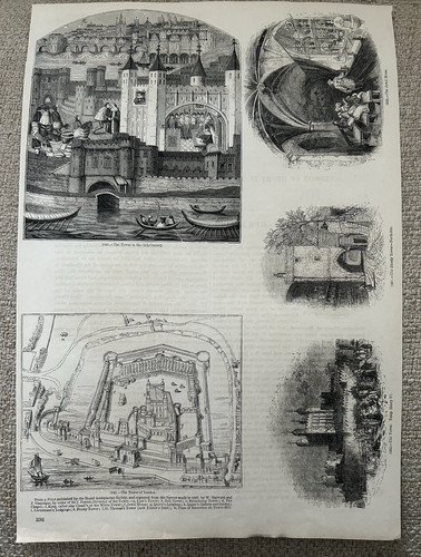 Antique print bloody tower - antique,