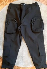 Zara Cargo Trousers 3d Pockets Size Xl  To Large  Black