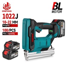 Heavy Duty Staple Gun Cordless Tacker with 2 Battery Electric Stapler For Makita