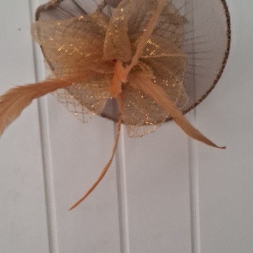 Women gold mesh feather - &,