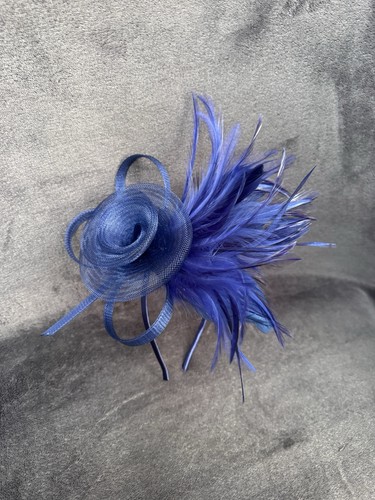 Navy blue fascinator with - fascinator,