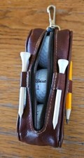 Italian Made i Santi Leather Golf Ball Tee Pencil Holder Attaches Belt or Bag
