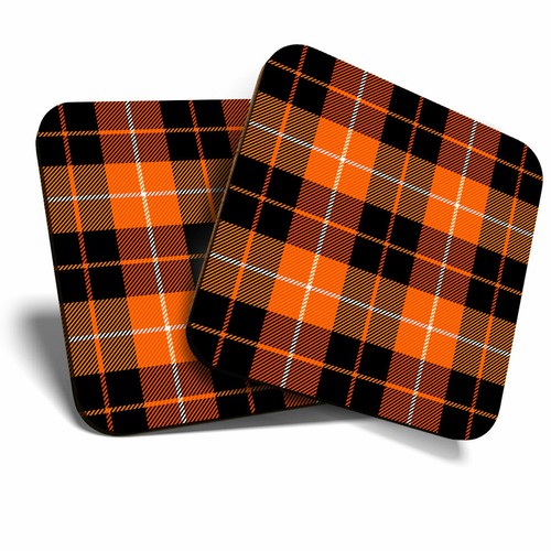 Coasters orange tartan - x,