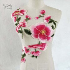 1Pair Large Flower Embroidered