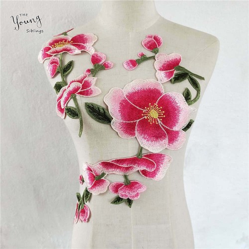 1pair large flower embroidered - 1pair,