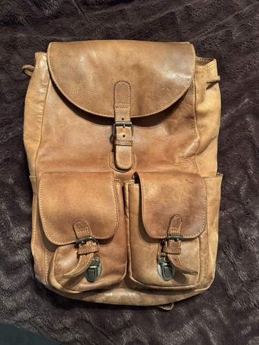 Vtg leather backpack - leather,