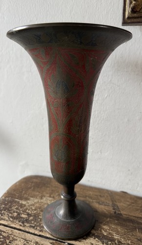 Vintage etched brass trumpet - vintage,