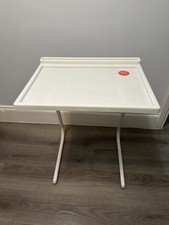 TV Dinner Trays Tables for Eating, Adjustable Side  Lightweight White Folding