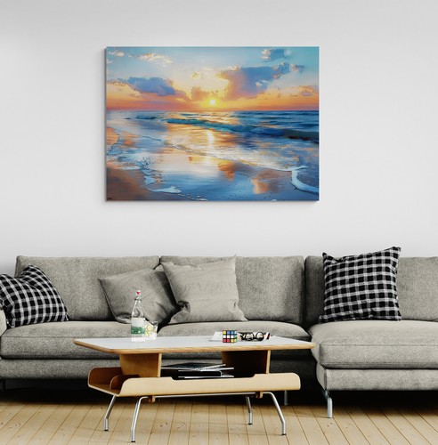 Sunset beach seascape canvas - beach,