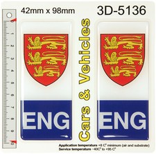 2x ENG Number Plate Stickers