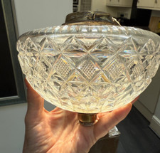 antique lead cut glass facet cuts oil lamp font reservoir