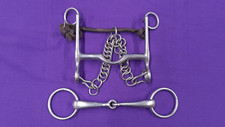 4.5" Ported Weymouth Set For Double Bridle With 5" Loose Ring Snaffle Horse Bit