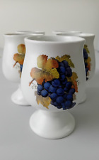 Prinknash Pottery Wine Goblet Earthenware Purple Grapes And Green Vines SET of 5