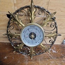 Vintage SB Shortland Bros Brass and Oak Leaf Barometer in great condition