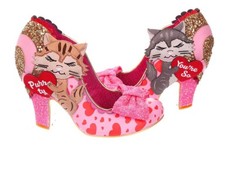 Irregular Choice Smitten Kittens Glitter Heart Pink Womens Heels Sz UK 3.5/EU 36