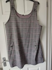 Size 24 Pinafore Dress Tartan Plaid Grey Pink Layering Plus