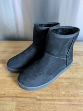 Black Faux Suede Snugg Boots New Size UK 5