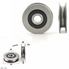 12x50x13mm 1PC U Groove Metal Pulley Ball Bearings Wheel Steel Guide Roller