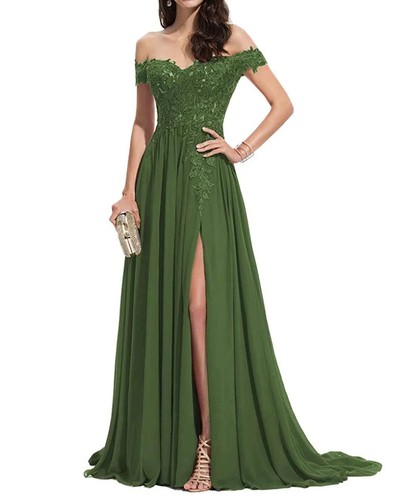 Neck evening dress - v, off