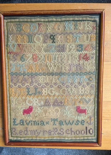 Antique needlework sampler - antique,